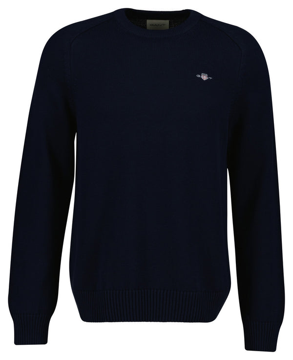 Gant Cotton C-Neck Knitwear Evening Blue