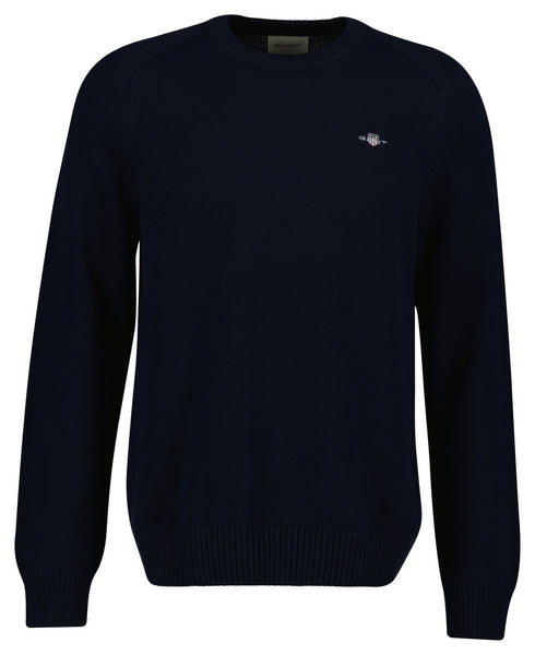 Gant Cotton C-Neck Knitwear Evening Blue