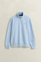 Gant Textured Cotton Half Zip Knitwear Sky