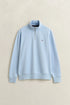 Gant Textured Cotton Half Zip Knitwear Sky