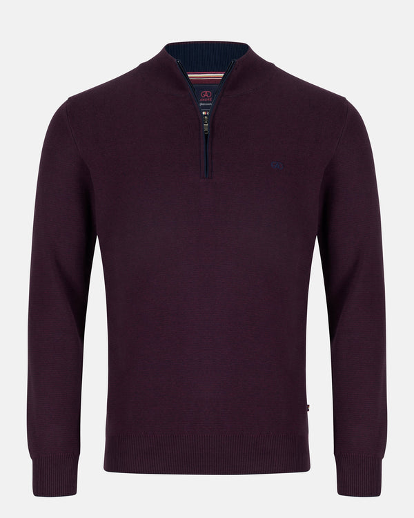 Andre Inch 1/4 Zip Knitwear Burgundy