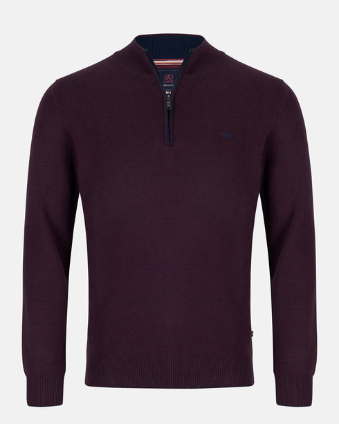 Andre Inch 1/4 Zip Knitwear Burgundy
