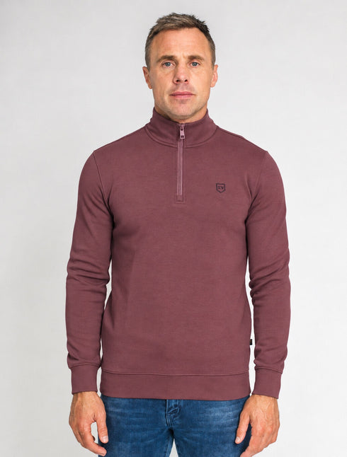 Xv Kings Kilgrove 1/4 Zip Up Sweat Top Plum