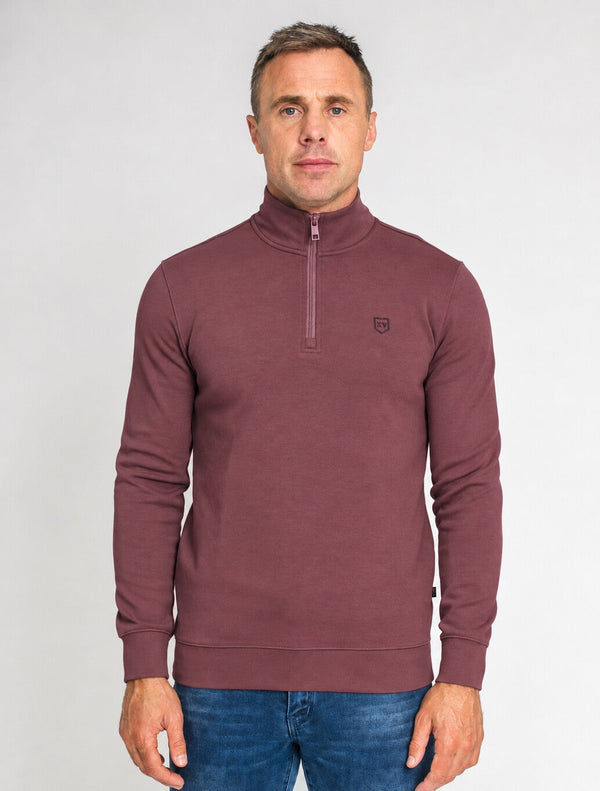 Xv Kings Kilgrove 1/4 Zip Up Sweat Top Plum