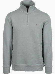Gant Reg Shield Half Zip Sweat Top Light Grey