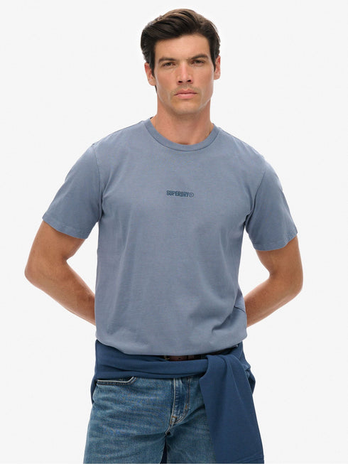 Superdry Micro Logo Tee Shirt Blue/Grey