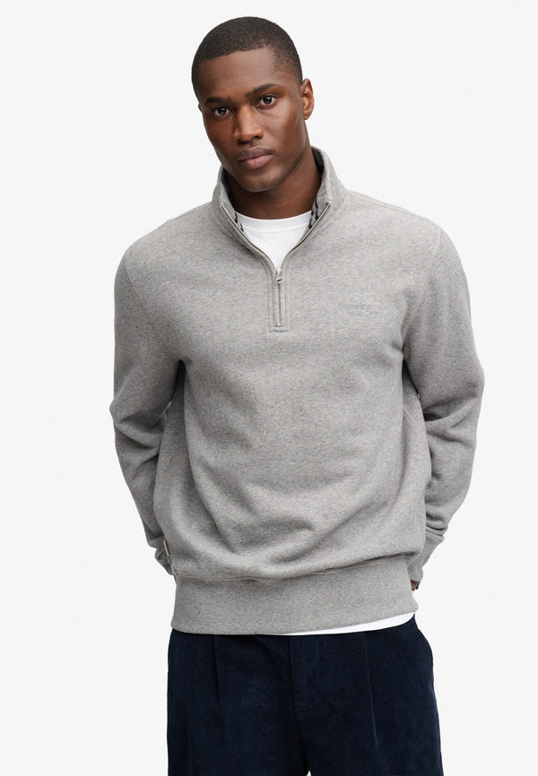 Superdry Serif Half Zip Sweat Top Grey