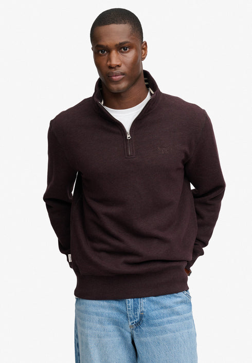 Superdry Serif Half Zip Sweat Top Burgundy