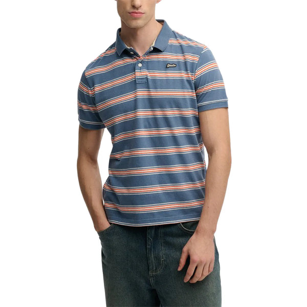 Superdry Stripe Jersey Polo Blue
