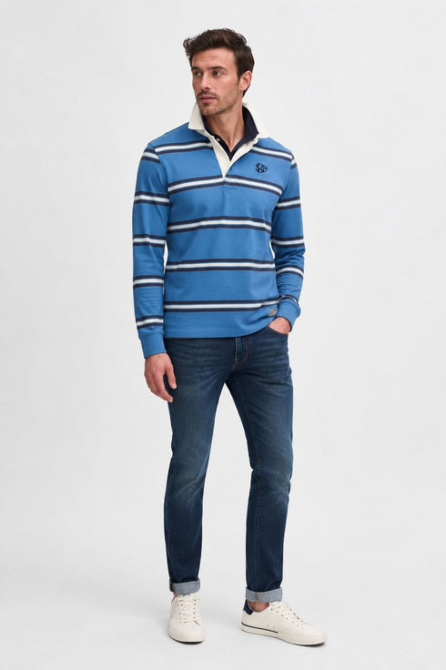 Superdry Athletic Stripe Rugby Blue