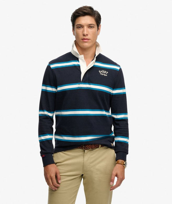 Superdry Athletic Stripe Rugby Navy