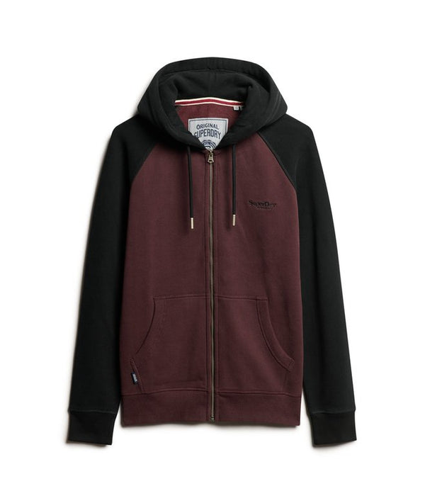 Superdry Baseball Zip Hoodie Burgundy