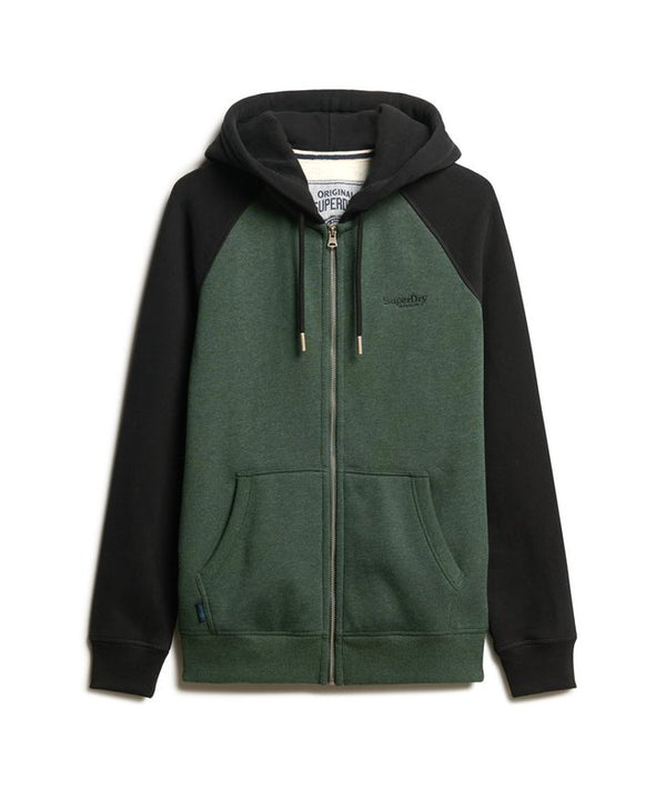 Superdry Baseball Zip Hoodie Forest