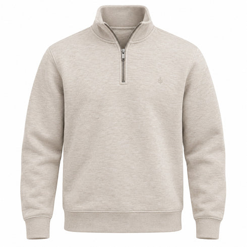 Superdry Serif Half Zip Sweat Top Beige