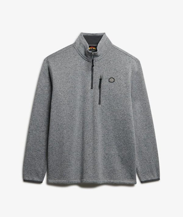 Superdry Storm Half Zip Fleece Top Light Grey