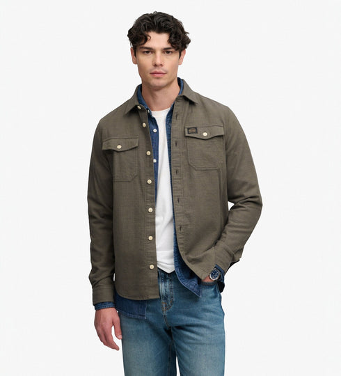 Superdry Herringbone Shirt Olive