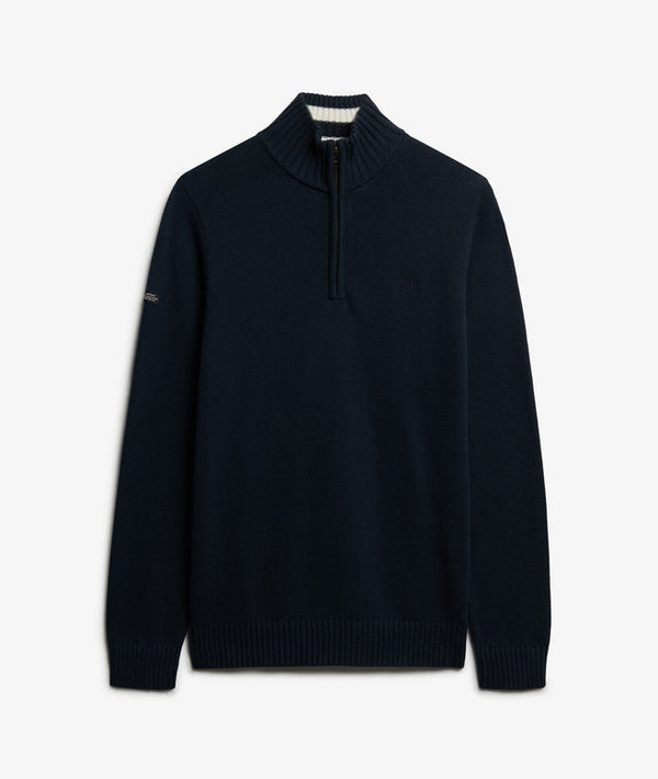 Superdry Cotton Half Zip Knitwear Navy