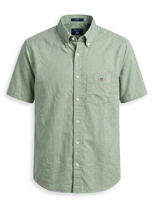 Gant Poplin B/D Short Sleeve Shirt Green