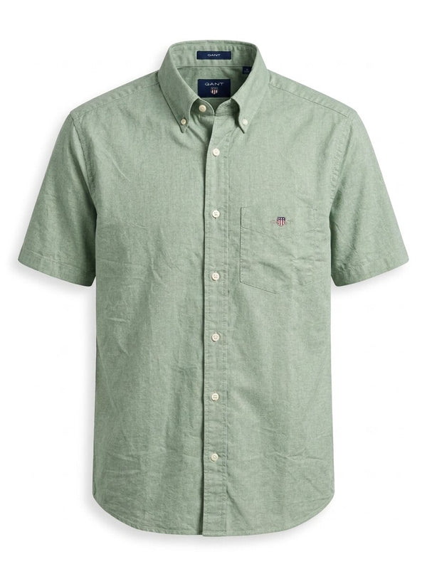 Gant Poplin B/D Short Sleeve Shirt Green