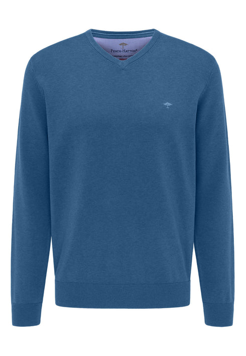 Fynch-Hatton V/Neck Pullover Blue