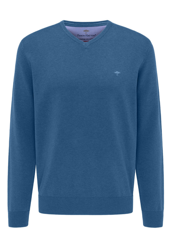 Fynch-Hatton V/Neck Pullover Blue