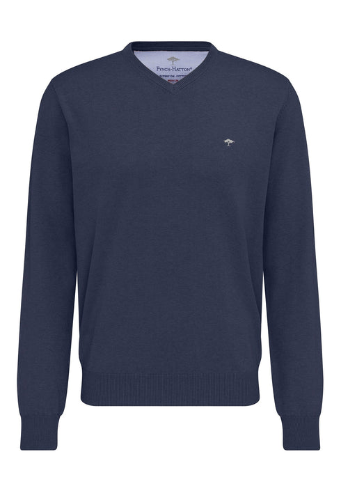 Fynch-Hatton V/Neck Pullover Navy