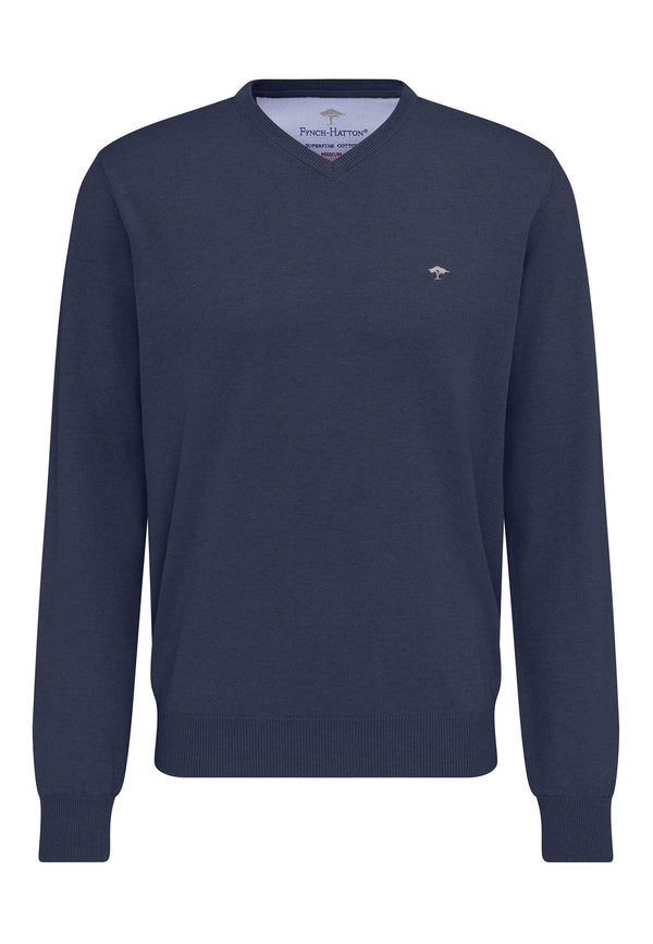 Fynch-Hatton V/Neck Pullover Navy