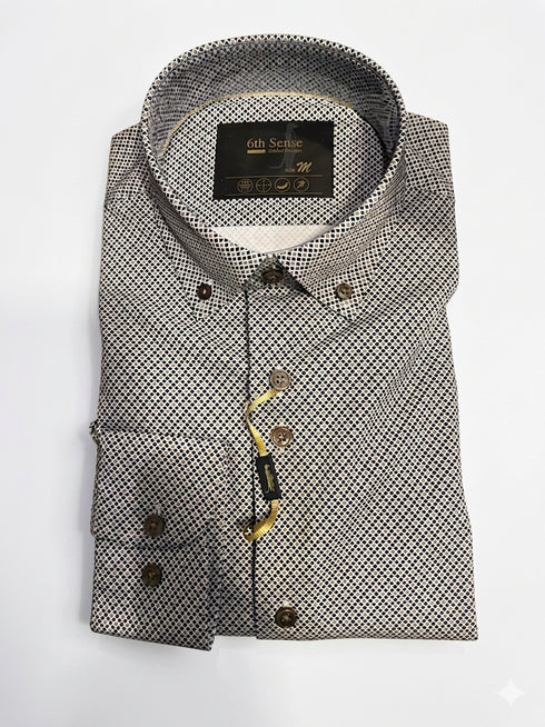 6Th Sense B/D Printed Casual Shirt White/Navy