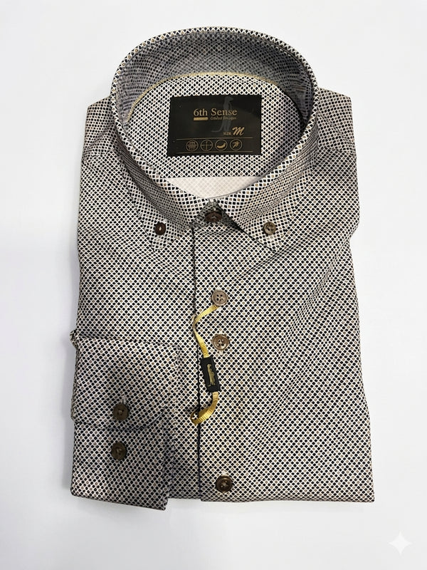 6Th Sense B/D Printed Casual Shirt White/Navy