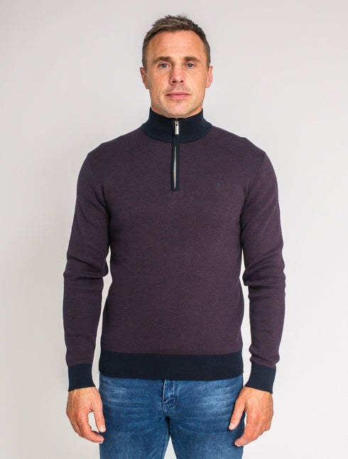 Xv Kings Takapuna 1/4 Zip Up Knitwear Plum