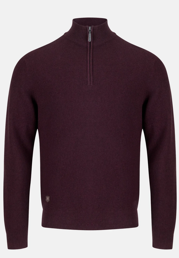 6Th Sense Tommy 1/4 Zip Up Knitwear Wine