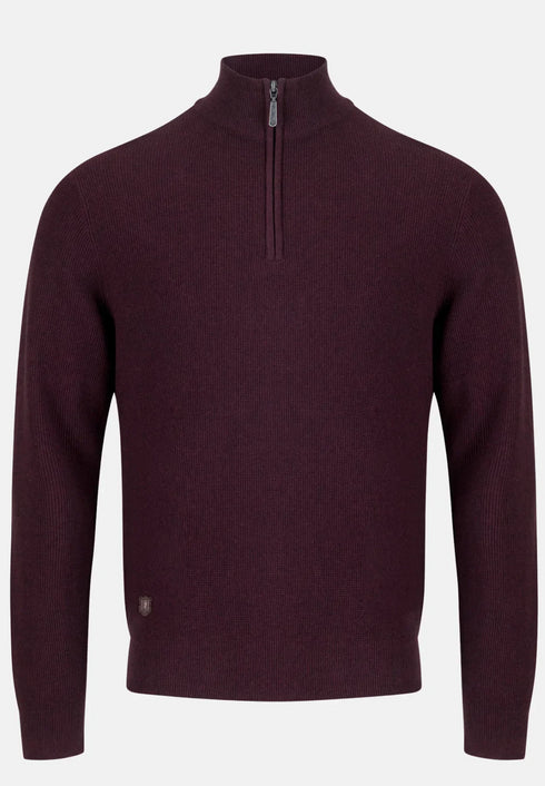 6Th Sense Tommy 1/4 Zip Up Knitwear Wine