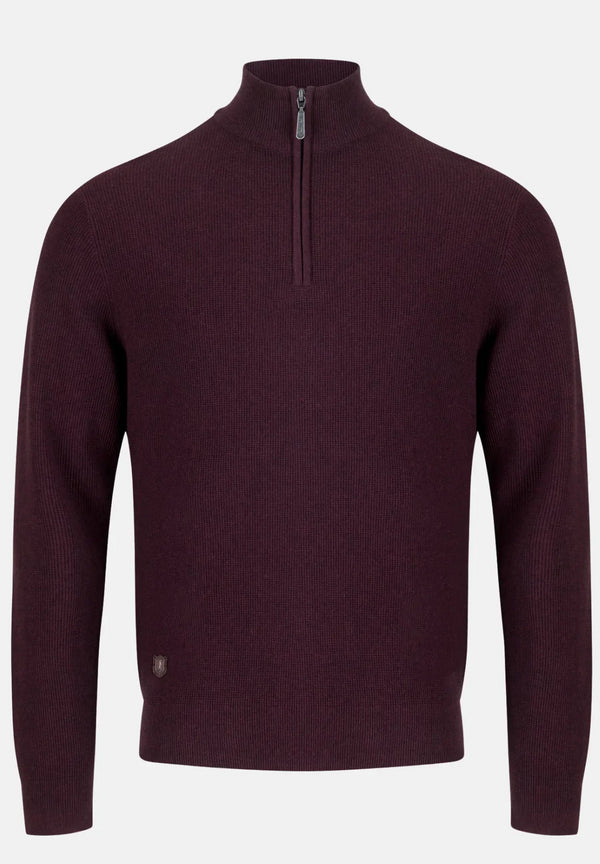 6Th Sense Tommy 1/4 Zip Up Knitwear Wine
